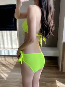 Women's Swimwear, High-end Two-piece Spa Bikini, Sexy Push Up Design For Small Chest Slimming, New Arrival - Green - View 2