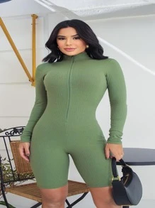 Macaquinho Curto Manga Longa Feminino