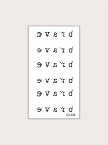 1 Pieza Calcomanía Temporal De Tatuaje Resistente Al Agua De Pvc Con Diseño Creativo De Letras En Inglés, Adecuada Para Personas Modernas En La Vida Diaria. Se Puede Lavar Y Es Resistente Al Sudor. - Negro - Ver 3