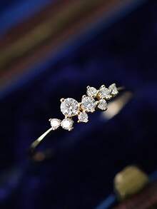 Japanese Style S925 Sterling Silver Ring For Women, Set With & Water Drop Design - White - View 4