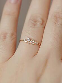 Japanese Style S925 Sterling Silver Ring For Women, Set With & Water Drop Design - White - View 2