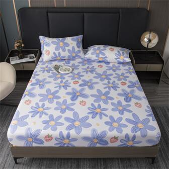 1pc Modern Jacquard Home Fitted Sheet With Flower Pattern