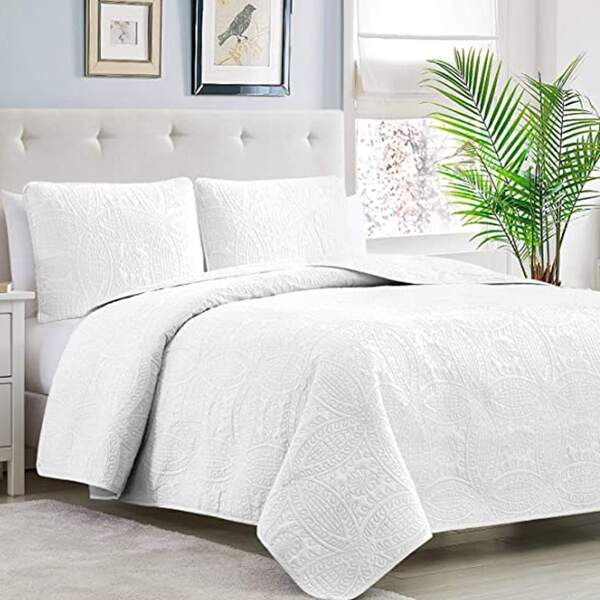 3pcs/set White Quilt Set Without Filler, Modern Fabric Quilt Set (1pc