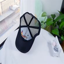 1件時尚簡約男士黑色繡雞毛線棒球帽,適合戶外和休閒穿著,帶有彎曲邊緣 - 黑色 - 查看 5