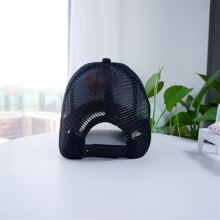 1件時尚簡約男士黑色繡雞毛線棒球帽,適合戶外和休閒穿著,帶有彎曲邊緣 - 黑色 - 查看 4