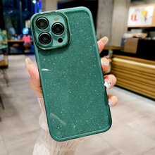 1pc Green Case For Mobile Phone, Space Glitter Tpu Shockproof Protective Case With Camera Lens Protection