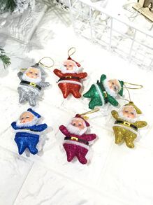 6pcsColored Gold Powder Santa Claus Doll Pendant, Christmas Tree Accessories, Santa Claus,Christmas