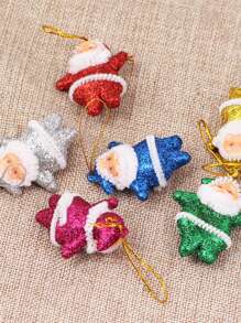 6pcsColored Gold Powder Santa Claus Doll Pendant, Christmas Tree Accessories, Santa Claus,Christmas