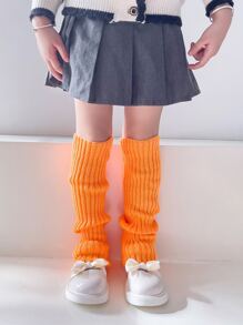 2對女童霓虹色條紋針織綁帶保暖腿套,適合俱樂部、冬季運動、cosplay服飾配件 - 彩色 - 查看 5