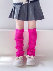 2對女童霓虹色條紋針織綁帶保暖腿套,適合俱樂部、冬季運動、cosplay服飾配件 - 彩色 - 查看 4