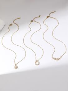 Hihho 3pcs/Set Fashionable Elegant Necklace With Flower & Circle Shaped Design, Unique And Creative Jewelry For Women, Luxury Gift Valentines,Mom,Mother,Mother's Day,Gift