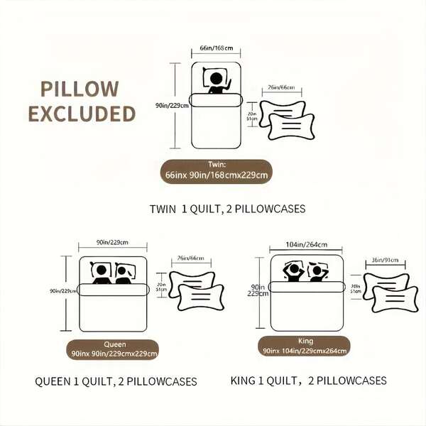 3pcs/set White Quilt Set Without Filler, Modern Fabric Quilt Set (1pc