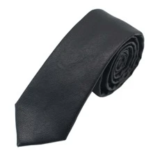 1件男士黑色PU皮商務領帶，完美搭配正裝襯衫和西裝，或作為禮物贈送 - 黑色 - 查看 5