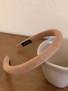 5入組簡約風卡其色斜紋布頭髮箍適合女士,頭繩,臉部清潔頭帶,頭配件