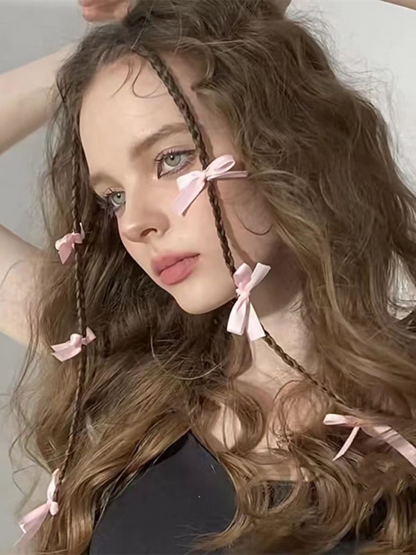 4入組可愛的蝴蝶結髮夾，3.5cm和9.5cm，休閒款 - 淺粉色 - 查看 1