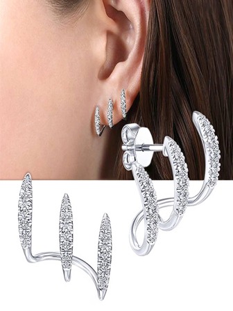 1 Pair Luxury Creative Pave  Claw Stud Earrings For Women Genuine Fashion Korean Party Jewelry Gift Female