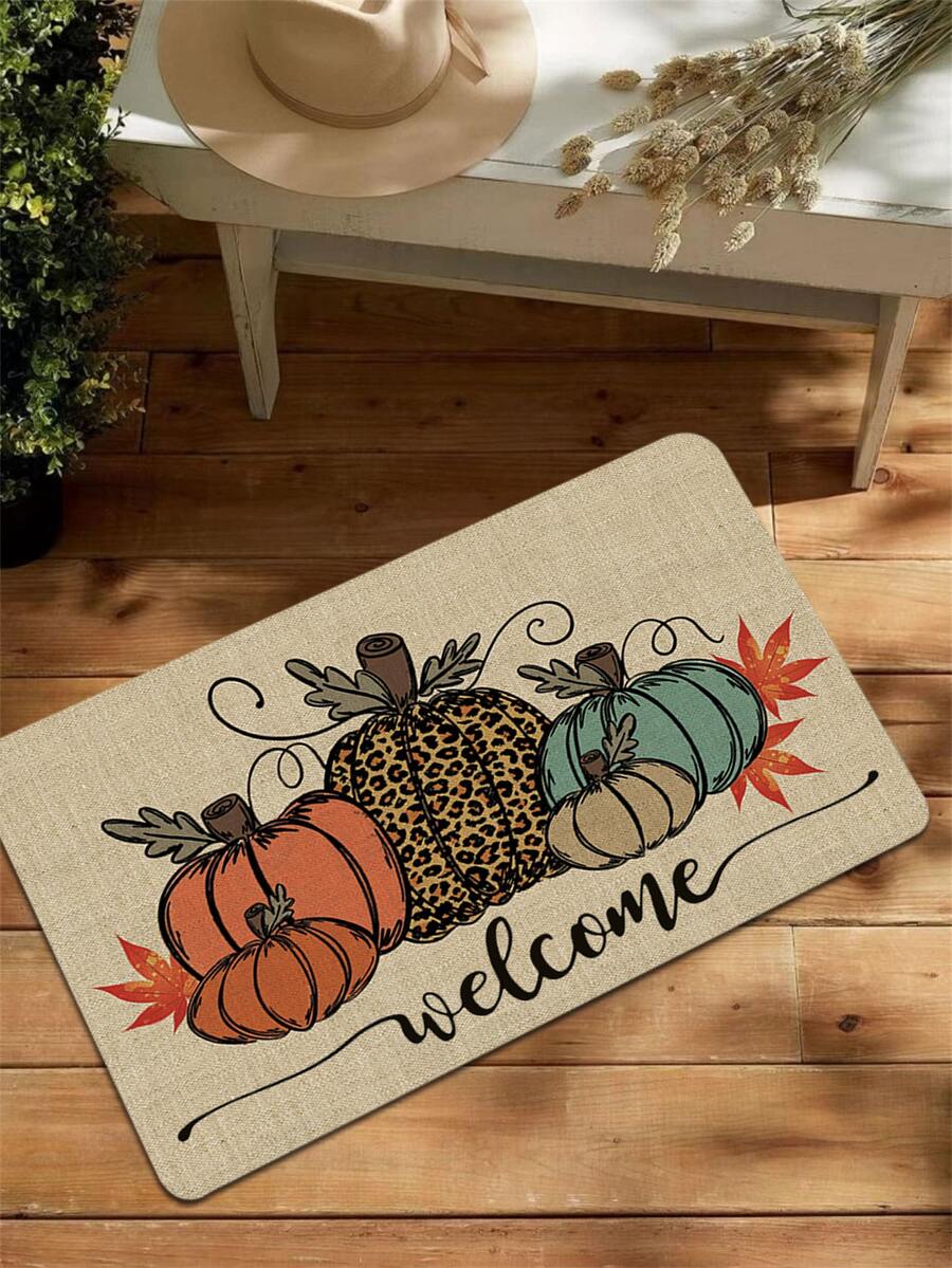 1pc Halloween Polyester Fiber Crystal Velvet Rectangle Decorative Mat