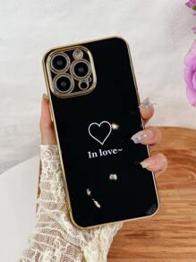 心形图案手机壳，国际版，非国内版 - 黑色 - 查看 1