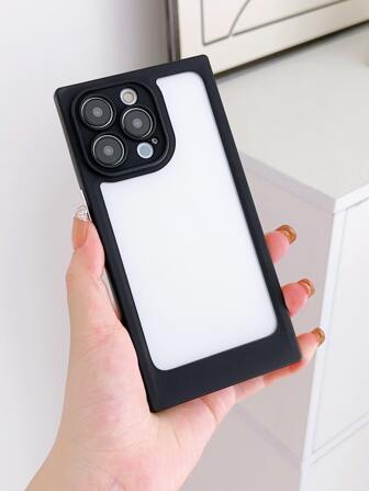 黑色電鍍馬卡龍色方形透明手機殼