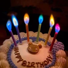 6入組彩色火焰蠟燭,用於蛋糕裝飾,生日和節日派對用品,創意彩虹火焰蠟燭 - 彩色 - 查看 2