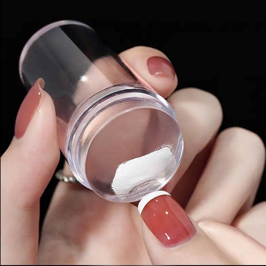 Fast and Easy French Tip Nail Art Stamper with Clear Silicone Jelly