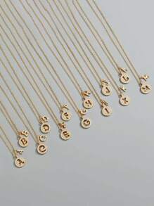 1 pieza Collar con colgante elegante zirconia cúbica minimalista 26 alfabeto , perfecto como compromiso , boda , regalo de cumpleaños para mujeres - Dorado - Ver 2