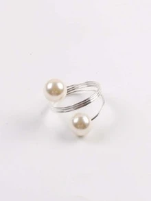 24 cái/bộ Nhân tạo Trân châu Nhẫn Khăn Ăn , Thanh lịch Màu bạc Màu sắc Khăn giấy ăn , Thích hợp Đối với Đám cưới , Sinh nhật , Các bữa tiệc , Và Nhà  Bàn Đồ trang trí - Bạc - Xem 6