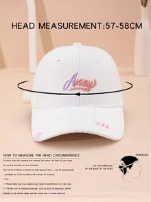 White Alphabet Embroidery Fashionable Baseball Cap - White - View 2