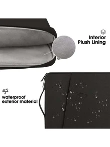 适用于 13/14/15/16 英寸笔记本电脑的笔记本电脑保护套，采用聚酯纤维制成，带口袋，黑色，适合学生，黑色书包，返校公文包，单肩包，斜挎包，平板电脑包，收纳包，男女通用，商务旅行必备，送给老师或父亲的礼物，电子产品收纳包。