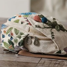 1入組(隨機地切)花朵裝飾時尚後背包 - 米色 - 查看 8