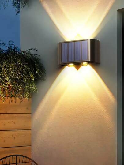 1pc/2pcs Solar Powered Wall Light With 8/10LED, Royal Castle Design, For Villa Outdoor Landscape, Waterproof Ambience Wall Decoration For Terrace And Patio, Up & Down Lighting Garden Decor