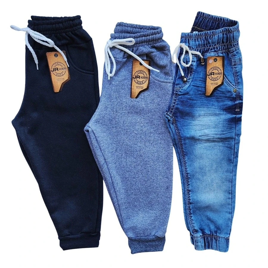 Young Boys Denim Two-piece Outfits - xanh quân đội - Xem 1