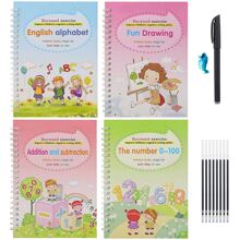 14pcs Reusable Handwriting Practice Workbook Set - 4 Books, 8 Refill Pens, 1 Pen & 1 Pen Grip To Unleash Your Magical Handwriting Skills! - Multicolor - View 4