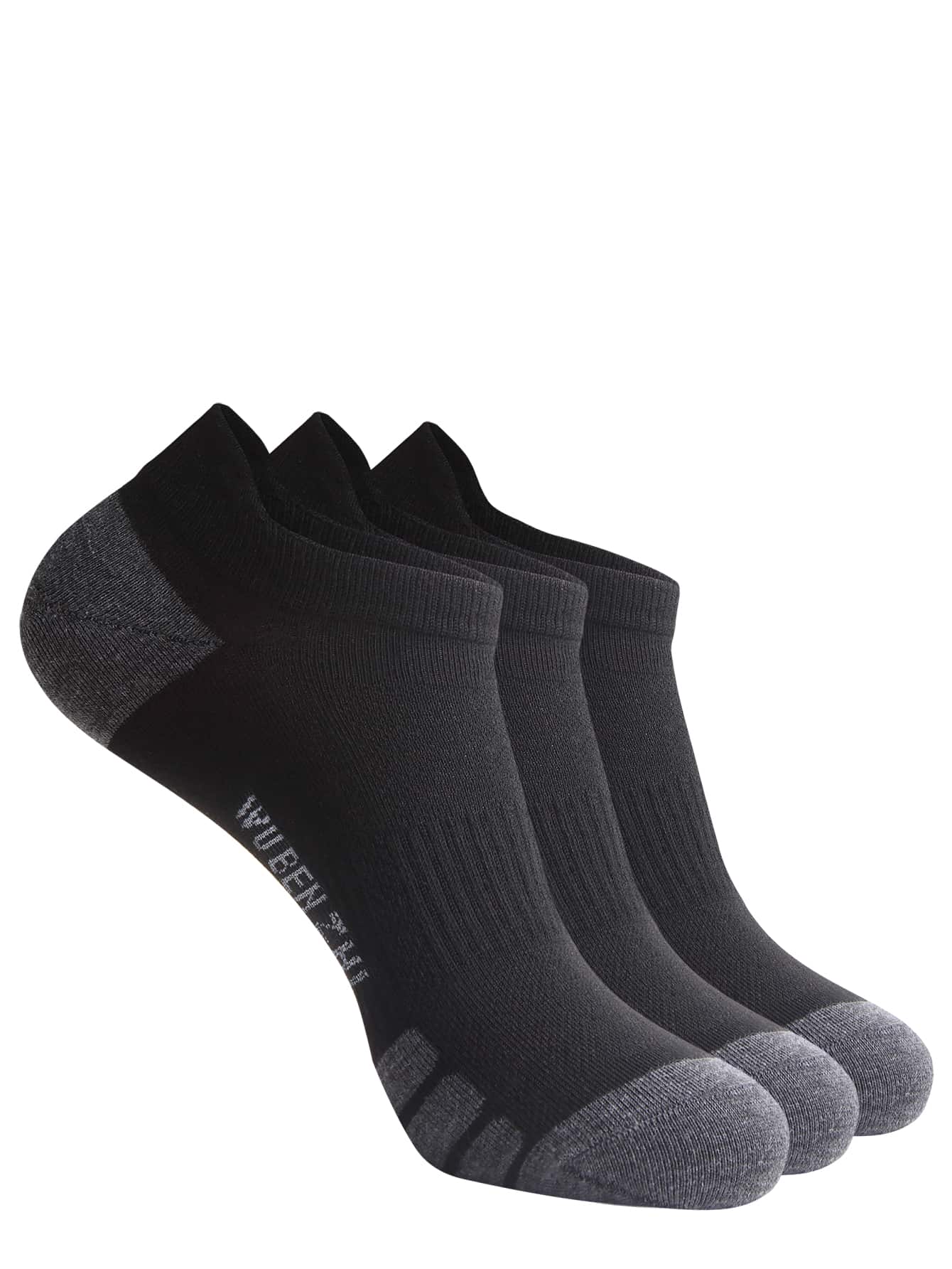 wubenzhi Thể Thao Ngoài Trời 3 Đôi Tất Ngắn Chạy Bộ Nam Cổ Thấp Thể Thao Vớ Mắt Cá Chân Có Gót Tab Hút Ẩm - màu đen - Xem 1