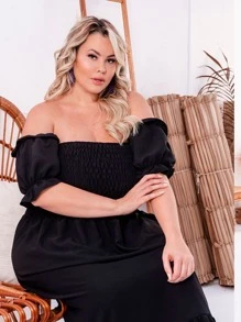 Plus Size Dresses - màu đen - Xem 3
