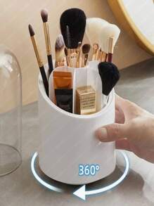 Organizador de Maquillaje para Brochas con Tapa En Forma de Capsula - Blanco - Ver 2