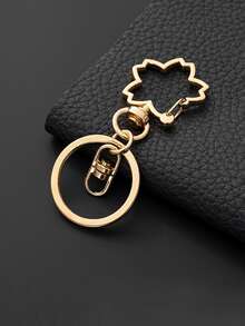 1pc Cherry Blossom Keychain Set Including 3pcs Metallic Keyrings Creative Key Pendant For Bag Accessory - Rose Gold - View 1