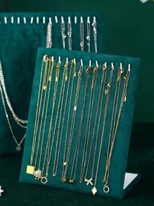 1pc Green L-shaped Display Stand With 24 Hooks For Jewelry, Necklace, Bracelet, Ankle And Accessories Storage Organizer, Large Capacity, Scratch-resistant Design - Green - View 3