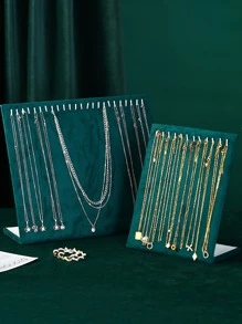 1pc Green L-shaped Display Stand With 24 Hooks For Jewelry, Necklace, Bracelet, Ankle And Accessories Storage Organizer, Large Capacity, Scratch-resistant Design - Green - View 2