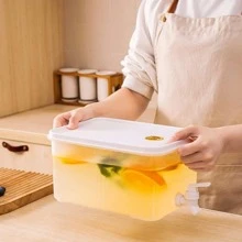 1pc 3.5l/5l Cold Water Bucket For Refrigerator, With Lemon Tree, Bubble Water Bottle, Iced Tea Kettle, Faucet Cold Water Jug Home Kitchen Appliances Accessories Gadgets Tools Christmas Kitchen Stuff Cooking Christmas - White - View 2