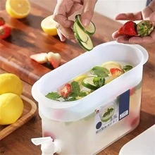 1pc 3.5l/5l Cold Water Bucket For Refrigerator, With Lemon Tree, Bubble Water Bottle, Iced Tea Kettle, Faucet Cold Water Jug Home Kitchen Appliances Accessories Gadgets Tools Christmas Kitchen Stuff Cooking Christmas - White - View 9