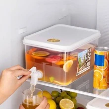 1pc 3.5l/5l Cold Water Bucket For Refrigerator, With Lemon Tree, Bubble Water Bottle, Iced Tea Kettle, Faucet Cold Water Jug Home Kitchen Appliances Accessories Gadgets Tools Christmas Kitchen Stuff Cooking Christmas - White - View 1