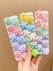 30pcs Cute Pink Floral Hair Scrunchies For Women