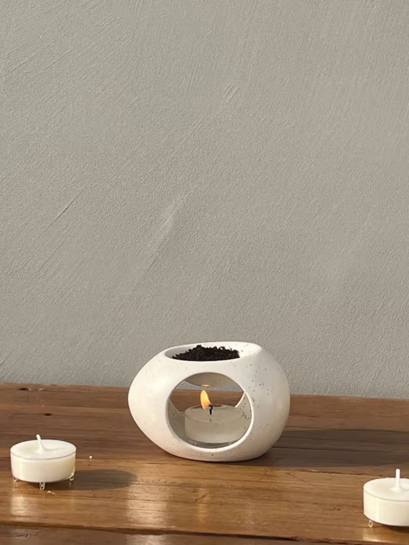 1只創意卡通陶瓷香薰爐,適用於精油和蠟燭,不包含蠟燭 - 白色 - 查看 1