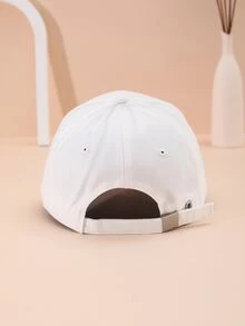 White Alphabet Embroidery Fashionable Baseball Cap - White - View 3