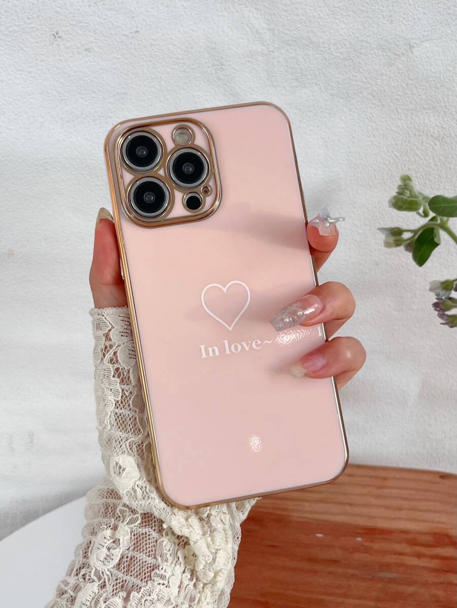 Y2K Pink Heart Pattern Phone Case - Pink - View 1