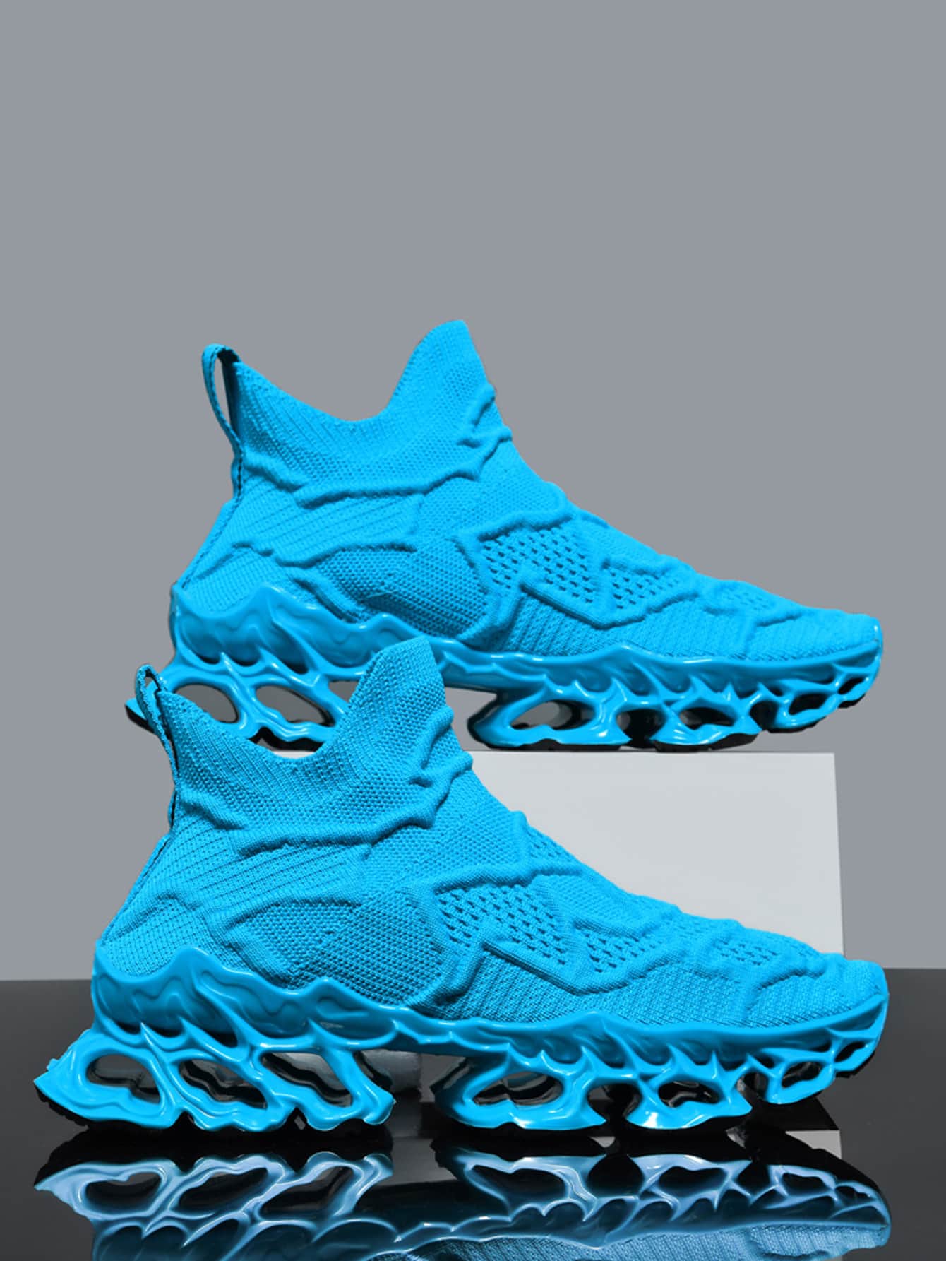 Giày thể thao nam lưới thoáng khí, giày thể thao Blade, giày Chunky tất, mùa hè - Màu xanh lam - Xem 1