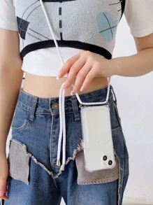 ins風格手機外殼帶插卡槽&手機掛繩適用於 - 棕色 - 查看 4