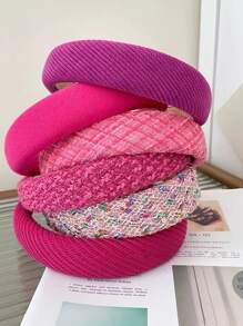 6pcs/Set Fashionable Pink Velvet Headband, Korean Style Rose Red Sponge Hair Hoop,Hairband,Hair Hoop,Hair Accessories Headbands