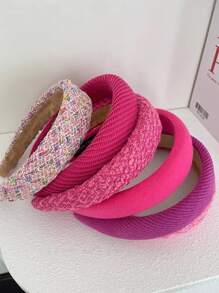 6pcs/Set Fashionable Pink Velvet Headband, Korean Style Rose Red Sponge Hair Hoop,Hairband,Hair Hoop,Hair Accessories Headbands